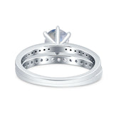 Art Deco Round Natural Stone Wedding Set Ring