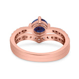 Two Piece Round Natural Stone Art Deco Ring