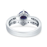 Two Piece Round Natural Stone Art Deco Ring
