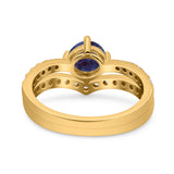 Two Piece Round Natural Stone Art Deco Ring