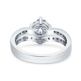 Two Piece Round Natural Stone Art Deco Ring