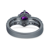 Two Piece Round Natural Stone Art Deco Ring