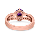 Two Piece Round Natural Stone Art Deco Ring