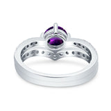 Two Piece Round Natural Stone Art Deco Ring