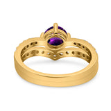 Two Piece Round Natural Stone Art Deco Ring
