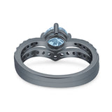 Two Piece Round Natural Stone Art Deco Ring