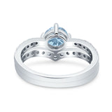 Two Piece Round Natural Stone Art Deco Ring
