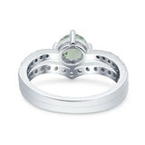 Two Piece Round Natural Stone Art Deco Ring