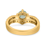 Two Piece Round Natural Stone Art Deco Ring