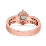 Two Piece Round Natural Stone Art Deco Ring