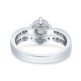Two Piece Round Natural Stone Art Deco Ring