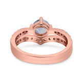 Two Piece Round Natural Stone Art Deco Ring