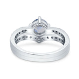 Two Piece Round Natural Stone Art Deco Ring