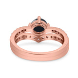 Two Piece Round Natural Stone Art Deco Ring