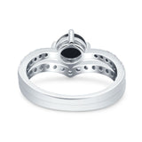 Two Piece Round Natural Stone Art Deco Ring
