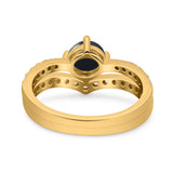 Two Piece Round Natural Stone Art Deco Ring