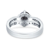 Two Piece Round Natural Stone Art Deco Ring
