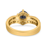 Two Piece Round Natural Stone Art Deco Ring