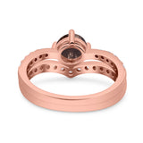 Two Piece Round Natural Stone Art Deco Ring