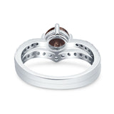 Two Piece Round Natural Stone Art Deco Ring