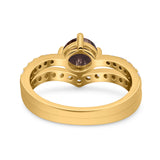 Two Piece Round Natural Stone Art Deco Ring