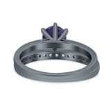 Two Piece Round Natural Stone Art Deco Ring