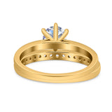 Two Piece Round Natural Stone Art Deco Ring