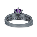 Two Piece Round Natural Stone Art Deco Ring