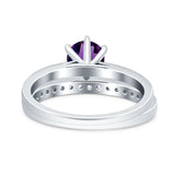 Two Piece Round Natural Stone Art Deco Ring