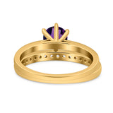 Two Piece Round Natural Stone Art Deco Ring