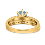Two Piece Round Natural Stone Art Deco Ring