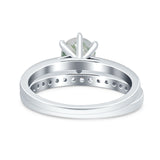 Two Piece Round Natural Stone Art Deco Ring