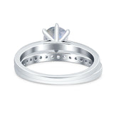 Two Piece Round Natural Stone Art Deco Ring