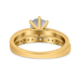 Two Piece Round Natural Stone Art Deco Ring