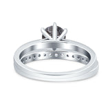 Two Piece Round Natural Stone Art Deco Ring