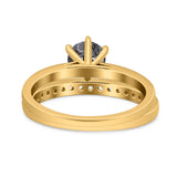 Two Piece Round Natural Stone Art Deco Ring