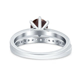 Two Piece Round Natural Stone Art Deco Ring