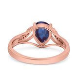 Art Deco Pear Teardrop Natural Stone Ring