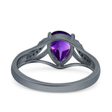 Art Deco Pear Teardrop Natural Stone Ring