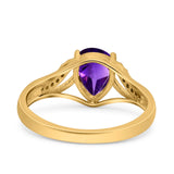 Art Deco Pear Teardrop Natural Stone Ring