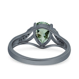 Art Deco Pear Teardrop Natural Stone Ring