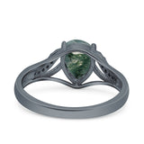 Art Deco Pear Teardrop Natural Stone Ring