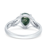 Art Deco Pear Teardrop Natural Stone Ring