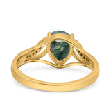 Art Deco Pear Teardrop Natural Stone Ring