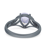 Art Deco Pear Teardrop Natural Stone Ring