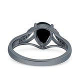 Art Deco Pear Teardrop Natural Stone Ring