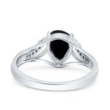 Art Deco Pear Teardrop Natural Stone Ring