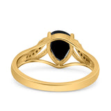 Art Deco Pear Teardrop Natural Stone Ring