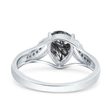 Art Deco Pear Teardrop Natural Stone Ring