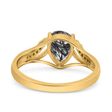 Art Deco Pear Teardrop Natural Stone Ring